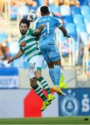 7 July 2021; Richie Towell of Shamrock Rovers in action against Rafael Ratão of Slovan Bratislava during the UEFA Champions League first qualifying round first leg match between Slovan Bratislava and Shamrock Rovers at Tehelné pole Stadium in Bratislava, Slovakia. Photo by Grega Valancic/Sportsfile