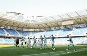7 July 2021; Shamrock Rovers players make their way out to the pitch before the UEFA Champions League first qualifying round first leg match between Slovan Bratislava and Shamrock Rovers at Tehelné pole Stadium in Bratislava, Slovakia. Photo by Grega Valancic/Sportsfile