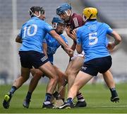 3 July 2021; Conor Cooney of Galway is tackled by Dublin players, from left, Danny Sutcliffe, Rian McBride, and Daire Gray during the Leinster GAA Hurling Senior Championship Semi-Final match between Dublin and Galway at Croke Park in Dublin. Photo by Piaras Ó Mídheach/Sportsfile