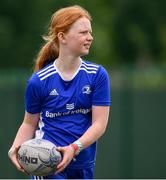 8 July 2021; Laoise Ni Bhuachalla, age 10, at the Bank of Ireland Leinster Rugby Summer Camp at Energia Park in Dublin. Photo by Matt Browne/Sportsfile