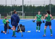 9 July 2021; Roisin Upton, second from right, with team-mates during an Ireland Women's hockey training session at the Sport Ireland Campus in Dublin. With just over two weeks until the 2020 Tokyo Games commence, the Sport Ireland Campus has been hosting Ireland’s Tokyo bound athletes and teams as they make their final preparations for the Olympic and Paralympic Games. Irish athletes from a multitude of sports have been using the world class facilities including; Olympic veteran and modern pentathlete, Natalya Coyle, Paralympic swimmer Ellen Keane, gymnast Rhys McClenaghan and the Ireland women’s hockey team and Ireland Men’s Rugby Sevens team. Photo by David Fitzgerald/Sportsfile