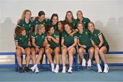 29 June 2021; Team Ireland players, back from left, Michelle Carey, Liz Murphy, Hannah McLoughlin, Lena Tice, Deirdre Duke and Sarah Hawkshaw with, front, from left, Sarah McAuley, Chloe Watkins, Anna O'Flanagan, Sarah Torrans, Nicci Daly and Hannah Matthews during a Tokyo 2020 Team Ireland Announcement for Hockey in the Sport Ireland Institute at the Sport Ireland Campus in Dublin. Photo by Brendan Moran/Sportsfile