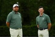 3 July 2021; Shane Lowry, left, and Rory McIlroy during a Tokyo Team Ireland Announcement for Golf at Mount Juliet in Thomastown, Kilkenny. Photo by Ramsey Cardy/Sportsfile