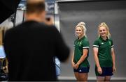 5 July 2021; Track cyclists Shannon McCurley, left, and Emily Kay during a Tokyo 2020 Official Team Ireland Announcement for Cycling at Sport Ireland Campus in Dublin. Photo by Brendan Moran/Sportsfile