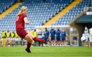 6 July 2021; Ginny Lackey of England takes a penalty during the Women's U16 International Friendly match between Republic of Ireland and England at RSC in Waterford. Photo by Harry Murphy/Sportsfile