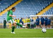 6 July 2021; Lia O'Leary of Republic of Ireland takes a penalty during the Women's U16 International Friendly match between Republic of Ireland and England at RSC in Waterford. Photo by Harry Murphy/Sportsfile