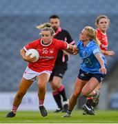 26 June 2021; Emma Cleary of Cork and Carla Rowe of Dublin during the Lidl Ladies Football National League Division 1 Final match between Cork and Dublin at Croke Park in Dublin. Photo by Ramsey Cardy/Sportsfile