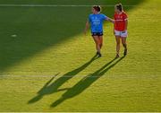 26 June 2021; Niamh Collins of Dublin and Bríd O'Sullivan of Cork during the Lidl Ladies Football National League Division 1 Final match between Cork and Dublin at Croke Park in Dublin. Photo by Ramsey Cardy/Sportsfile