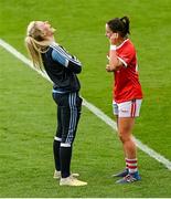 26 June 2021; Nicole Owens of Dublin and Eimear Scally of Cork after the Lidl Ladies Football National League Division 1 Final match between Cork and Dublin at Croke Park in Dublin. Photo by Ramsey Cardy/Sportsfile