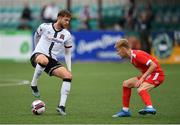 8 July 2021; Will Patching of Dundalk in action against James Rowland of Newtown during the UEFA Europa Conference League first qualifying round first leg match between Dundalk and Newtown at Oriel Park in Dundalk, Louth. Photo by Seb Daly/Sportsfile