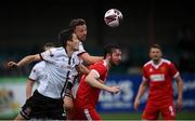 8 July 2021; Raivis Jurkovskis, left, and Andy Boyle of Dundalk in action against Kieran Mills-Evans of Newtown during the UEFA Europa Conference League first qualifying round first leg match between Dundalk and Newtown at Oriel Park in Dundalk, Louth. Photo by Stephen McCarthy/Sportsfile