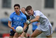 8 July 2021; Lorcan O’Dell of Dublin in action against Seán Crowley of Wicklow during the EirGrid Leinster GAA Football U20 Championship Quarter-Final match between Dublin and Wicklow at Parnell Park in Dublin. Photo by Dáire Brennan/Sportsfile