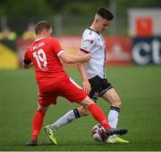 8 July 2021; Darragh Leahy of Dundalk in action against Craig Williams of Newtown during the UEFA Europa Conference League first qualifying round first leg match between Dundalk and Newtown at Oriel Park in Dundalk, Louth. Photo by Stephen McCarthy/Sportsfile