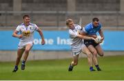 8 July 2021; Seán Foran of Dublin in action against Kevin Quinn of Wicklow during the EirGrid Leinster GAA Football U20 Championship Quarter-Final match between Dublin and Wicklow at Parnell Park in Dublin. Photo by Dáire Brennan/Sportsfile