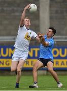 8 July 2021; Craig Maguire of Wicklow in action against Luke Swan of Dublin during the EirGrid Leinster GAA Football U20 Championship Quarter-Final match between Dublin and Wicklow at Parnell Park in Dublin. Photo by Dáire Brennan/Sportsfile
