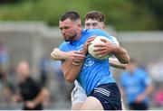 8 July 2021; Seán Foran of Dublin in action against Tom Moran of Wicklow during the EirGrid Leinster GAA Football U20 Championship Quarter-Final match between Dublin and Wicklow at Parnell Park in Dublin. Photo by Daire Brennan/Sportsfile
