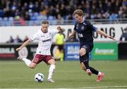 8 July 2021; Liam Burt of Bohemians in action against Magnus Anbo of Stjarnan during the UEFA Europa Conference League first qualifying round first leg match between Stjarnan and Bohemians at Stjörnuvöllur in Reykjavík, Iceland. Photo by Eythor Arnason/Sportsfile
