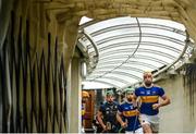 4 July 2021; Tipperary captain Seamus Callanan leads his side out before the Munster GAA Hurling Senior Championship Semi-Final match between Tipperary and Clare at LIT Gaelic Grounds in Limerick. Photo by Stephen McCarthy/Sportsfile