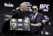 8 July 2021; Conor McGregor and UFC President Dana White during a press conference ahead of UFC 264 at the T-Mobile Arena in Las Vegas, Nevada, USA. Photo by Thomas King/Sportsfile