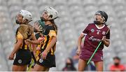 20 June 2021; Aoife Donohue of Galway celebrates scoring a point late in the second half during the Littlewoods Ireland Camogie League Division 1 Final match between Galway and Kilkenny at Croke Park in Dublin. Photo by Piaras Ó Mídheach/Sportsfile