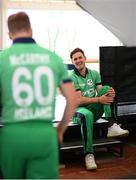 9 July 2021; Mark Adair, right, and Barry McCarthy during a Cricket Ireland portrait session session at Malahide Cricket Club in Dublin. Photo by Stephen McCarthy/Sportsfile