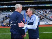 3 July 2021; Galway manager Shane O'Neill and Dublin manager Mattie Kenny speaking after the Leinster GAA Hurling Senior Championship Semi-Final match between Dublin and Galway at Croke Park in Dublin. Photo by Piaras Ó Mídheach/Sportsfile