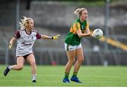9 July 2021; Niamh Carmody of Kerry in action against Hannah Noone of Galway during the TG4 Ladies Football All-Ireland Championship Group 4 Round 1 match between Galway and Kerry at Cusack Park in Ennis, Clare. Photo by Brendan Moran/Sportsfile