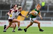 9 July 2021; Louise Ní Mhuircheartaigh of Kerry in action against Nicola Ward and Hannah Noone of Galway during the TG4 Ladies Football All-Ireland Championship Group 4 Round 1 match between Galway and Kerry at Cusack Park in Ennis, Clare. Photo by Brendan Moran/Sportsfile