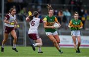 9 July 2021; Lorraine Scanlon of Kerry in action against Nicola Ward of Galway during the TG4 Ladies Football All-Ireland Championship Group 4 Round 1 match between Galway and Kerry at Cusack Park in Ennis, Clare. Photo by Brendan Moran/Sportsfile