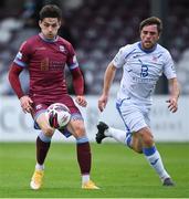 9 July 2021; Ruairi Keating of Galway United in action against James McCarthy of Cobh Ramblers during the SSE Airtricity League First Division match between Galway United and Cobh Ramblers at Eamonn Deacy Park in Galway. Photo by Piaras Ó Mídheach/Sportsfile