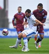 9 July 2021; Mikey Place of Galway United in action against Naythan Coleman of Cobh Ramblers during the SSE Airtricity League First Division match between Galway United and Cobh Ramblers at Eamonn Deacy Park in Galway. Photo by Piaras Ó Mídheach/Sportsfile