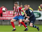 9 July 2021; Matt Keane of Treaty United in action against Shane Farrell of Shelbourne during the SSE Airtricity League First Division match between Treaty United and Shelbourne at Markets Field in Limerick. Photo by Michael P Ryan/Sportsfile