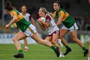 9 July 2021; Megan Glynn of Galway in action against Louise Galvin of Kerry during the TG4 Ladies Football All-Ireland Championship Group 4 Round 1 match between Galway and Kerry at Cusack Park in Ennis, Clare. Photo by Brendan Moran/Sportsfile