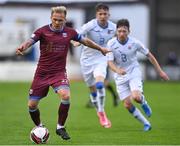 9 July 2021; Conor McCormack of Galway United in action against Stephen O'Leary of Cobh Ramblers during the SSE Airtricity League First Division match between Galway United and Cobh Ramblers at Eamonn Deacy Park in Galway. Photo by Piaras Ó Mídheach/Sportsfile