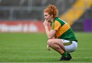 9 July 2021; A dejected Louise Ní Mhuircheartaigh of Kerry after the TG4 Ladies Football All-Ireland Championship Group 4 Round 1 match between Galway and Kerry at Cusack Park in Ennis, Clare. Photo by Brendan Moran/Sportsfile