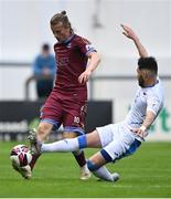 9 July 2021; David Hurley of Galway United in action against Darren Murphy of Cobh Ramblers during the SSE Airtricity League First Division match between Galway United and Cobh Ramblers at Eamonn Deacy Park in Galway. Photo by Piaras Ó Mídheach/Sportsfile