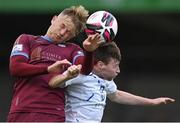 9 July 2021; Gary Boylan of Galway United in action against Stephen O'Leary of Cobh Ramblers during the SSE Airtricity League First Division match between Galway United and Cobh Ramblers at Eamonn Deacy Park in Galway. Photo by Piaras Ó Mídheach/Sportsfile