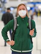 10 July 2021; Team Ireland swimmer Mona McSharry at Dublin Airport on their departure for the Tokyo 2020 Olympic Games. Photo by Ramsey Cardy/Sportsfile