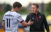 8 July 2021; Dundalk head coach Vinny Perth and Patrick McEleney during the UEFA Europa Conference League first qualifying round first leg match between Dundalk and Newtown at Oriel Park in Dundalk, Louth. Photo by Stephen McCarthy/Sportsfile