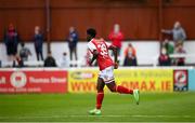 9 July 2021; James Abankwah of St Patrick's Athletic runs onto the pitch during a second half substitution during the SSE Airtricity League Premier Division match between St Patrick's Athletic and Derry City at Richmond Park in Dublin. Photo by Stephen McCarthy/Sportsfile
