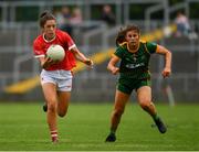 10 July 2021; Ciara O'Sullivan of Cork is tackled by Emma Troy of Meath during the TG4 All-Ireland Senior Ladies Football Championship Group 2 Round 1 match between Cork and Meath at St Brendan's Park in Birr, Offaly. Photo by Ray McManus/Sportsfile