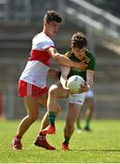 10 July 2021; Ben Donnelly of Meath in action against Conor Shiels of Derry during the 2020 Electric Ireland GAA Football All-Ireland Minor Championship Semi-Final match between Meath and Derry at Páirc Esler in Newry, Down. Photo by Eóin Noonan/Sportsfile