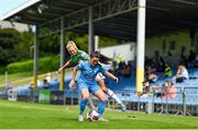 10 July 2021; Aoife Brophy of DLR Waves in action against Éabha O’Mahony of Cork City during the SSE Airtricity Women's National League match between DLR Waves and Cork City at UCD Bowl in Belfield, Dublin. Photo by Ben McShane/Sportsfile
