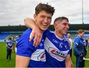 10 July 2021; Sean Downey, left, Charles Dwyer of Laois after their side's victory over Antrim in their GAA Hurling All-Ireland Senior Championship preliminary round match at Parnell Park in Dublin. Photo by Seb Daly/Sportsfile