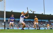 10 July 2021; Laois goalkeeper Enda Rowland makes a save during the GAA Hurling All-Ireland Senior Championship preliminary round match between Antrim and Laois at Parnell Park in Dublin. Photo by Seb Daly/Sportsfile