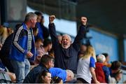 10 July 2021; A Laois supporter celebrates his side's second goal during the GAA Hurling All-Ireland Senior Championship preliminary round match between Antrim and Laois at Parnell Park in Dublin. Photo by Seb Daly/Sportsfile