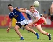 10 July 2021; Peter Harte of Tyrone in action against Conor Moynagh of Cavan during the Ulster GAA Football Senior Championship quarter-final match between Tyrone and Cavan at Healy Park in Omagh, Tyrone. Photo by Stephen McCarthy/Sportsfile