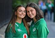 10 July 2021; Ireland supporters Sarah Keenan, left, and Jessica Todd before the International Rugby Friendly match between Ireland and USA at the Aviva Stadium in Dublin. Photo by Ramsey Cardy/Sportsfile