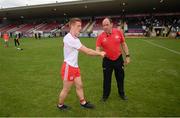 10 July 2021; Tyrone joint-manager Feargal Logan and Peter Harte following the Ulster GAA Football Senior Championship quarter-final match between Tyrone and Cavan at Healy Park in Omagh, Tyrone. Photo by Stephen McCarthy/Sportsfile