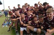10 July 2021; Galway captain Adam Nolan lifts the cup as his team-mates celebrate after the 2020 Electric Ireland GAA Hurling All-Ireland Minor Championship Final match between Kilkenny and Galway at MW Hire O'Moore Park in Portlaoise, Laois. Photo by Matt Browne/Sportsfile